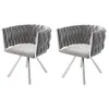 Two gray upholstered chairs with silver legs on a white background. Produktbild-Vorschau
