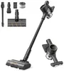 A cordless vacuum cleaner and its accessories are displayed against a white background. Produktbild-Vorschau