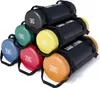 A stack of colorful GORILLA SPORTS® fitness power bags, each labeled with its weight in kilograms. Produktbild-Vorschau