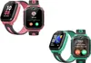 Two smartwatches, one pink and one green, are displayed side-by-side against a white background. Both watches show a screen with incoming call notifications. Náhled obrázku produktu