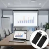 A modern conference room with a laptop connected to a projector displaying a bar chart. Produktbild-Vorschau