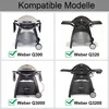 A collage of four images showing different models of Weber gas grills, with checkmarks indicating compatibility. Produktbild-Vorschau