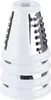 A close-up view of a white and silver food grater attachment. Podgląd zdjęcia produktu