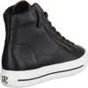 A black leather high-top sneaker with a white sole, shown from the side. Voir les images du produit