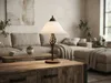 Große Tischleuchte Landhausstil mit Glasschirm Weiß & E14 Produktbild-Vorschau 6