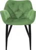 A single green velvet chair with black legs, shown from the front. Náhled obrázku produktu