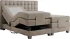 A motorized adjustable bed with a headboard, shown from a diagonal side view. Produktbild-Vorschau