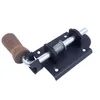 A black metal bolt latch with a wooden handle and a silver spring, shown against a white background. Produktbild-Vorschau