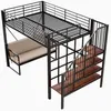 Etagenbett 140x200 cm mit Polstersofa & Stauraum – Hochbett Produktbild-Vorschau 2