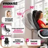 A marketing image for an office chair, showcasing its features and benefits with overlaid text and graphics. Voir les images du produit