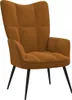 A brown velvet armchair with black legs, photographed on a white background. Voir les images du produit