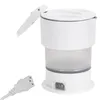 A white foldable travel kettle and its power cord are shown against a white background. Produktbild-Vorschau