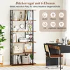 A bookshelf with various items displayed on it, next to a desk. Produktbild-Vorschau
