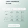 A table showing the dimensions and weight of different cutlery items. Produktbild-Vorschau