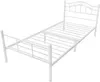 A white metal bed frame on a white background. Produktbild-Vorschau
