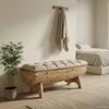 vidaXL Aufbewahrungsbank Massivholz und Stoff  103 x 51 x Produktbild-Vorschau 2