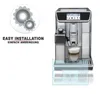 A digital advertisement image for a coffee machine, featuring product imagery and text. Produktbild-Vorschau