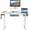 A white electric standing desk with a monitor, laptop, and accessories. Anteprima dell’immagine prodotto