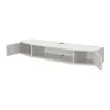A white wall-mounted TV shelf with two doors, shown from a slightly elevated side angle against a white background. Anteprima dell’immagine prodotto