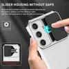 A hand is shown sliding a camera cover on a phone case. Produktbild-Vorschau