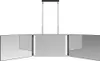 A tri-fold makeup mirror with LED lights, suspended by thin wires from a black bar. Produktbild-Vorschau