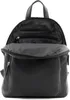 A black leather backpack is shown open, revealing its interior. Produktbild-Vorschau