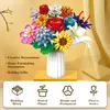 A bouquet of colorful building block flowers in a white vase, with descriptive text and icons below. Náhľad obrázku produktu