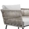 Close-up of a woven chair arm and cushion. Podgląd zdjęcia produktu