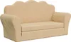 A cream-colored, two-seater children's sofa with a scalloped backrest is shown against a white background. Voir les images du produit