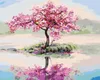 Zuty - Malen nach Zahlen - BLÜHENDE SAKURA AM SEE, 40x50 Produktbild-Vorschau 1