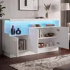 MODFU Sideboard Hochglanz mit LED-Vitrine,Beistellschrank Produktbild-Vorschau 5