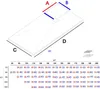 A diagram showing a shower tray with dimensions and a table of measurements. Produktbild-Vorschau