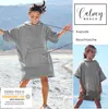 CalmyBEACH Frottee Badeponcho Kinder Bademantel  - Grau 6-9 Produktbild-Vorschau 3