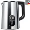 A stainless steel electric kettle with a digital display and controls. Produktbild-Vorschau