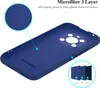 A blue phone case is shown from the inside, with close-up insets highlighting the microfiber lining and material layers. Náhled obrázku produktu