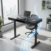 Czarne biurko elektryczne regulowane z szufladami 140x60 cm Podgląd zdjęcia produktu 7