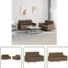 The Living Store 2-tlg. Sofagarnitur mit Kissen Braun Stoff Produktbild-Vorschau 1