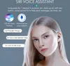 A woman wearing an earbud, with marketing text and graphics about Siri voice assistant. Produktbild-Vorschau