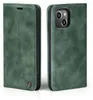 A green flip case for an iPhone 14 is shown from two angles. Produktbild-Vorschau