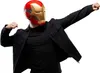A person wearing an Iron Man helmet and a black jacket. Podgląd zdjęcia produktu