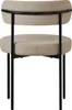A front view of a beige upholstered chair with black metal legs. Produktbild-Vorschau