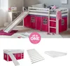 Homestyle4u Hochbett 90x200 mit Matratze Rutsche Vorhang Produktbild-Vorschau 1