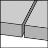 A close-up view of two gray rectangular objects with a gap between them, showing a cut or seam. Voir les images du produit