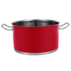 A red pot with silver handles and rim, shown from the side against a white background. Anteprima dell’immagine prodotto