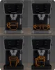 A collage of four images showing a black espresso machine with different coffee cup outlines on its front. Produktbild-Vorschau