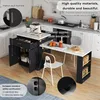 A kitchen island with a pull-out table and storage, set in a kitchen environment. Náhled obrázku produktu