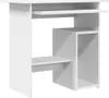 A white wooden desk with a keyboard tray and shelves. Voir les images du produit