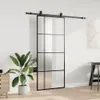 vidaXL Schiebetür mit Beschlag Schwarz 90x205 cm ESG-Glas Produktbild-Vorschau 3