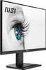 A black MSI monitor on a stand, displaying a close-up of a blue eye with long eyelashes. Podgląd zdjęcia produktu