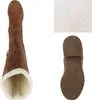A top-down view of a brown boot with white fur lining, and a separate image of the boot's sole and a swatch of white fur. Produktbild-Vorschau